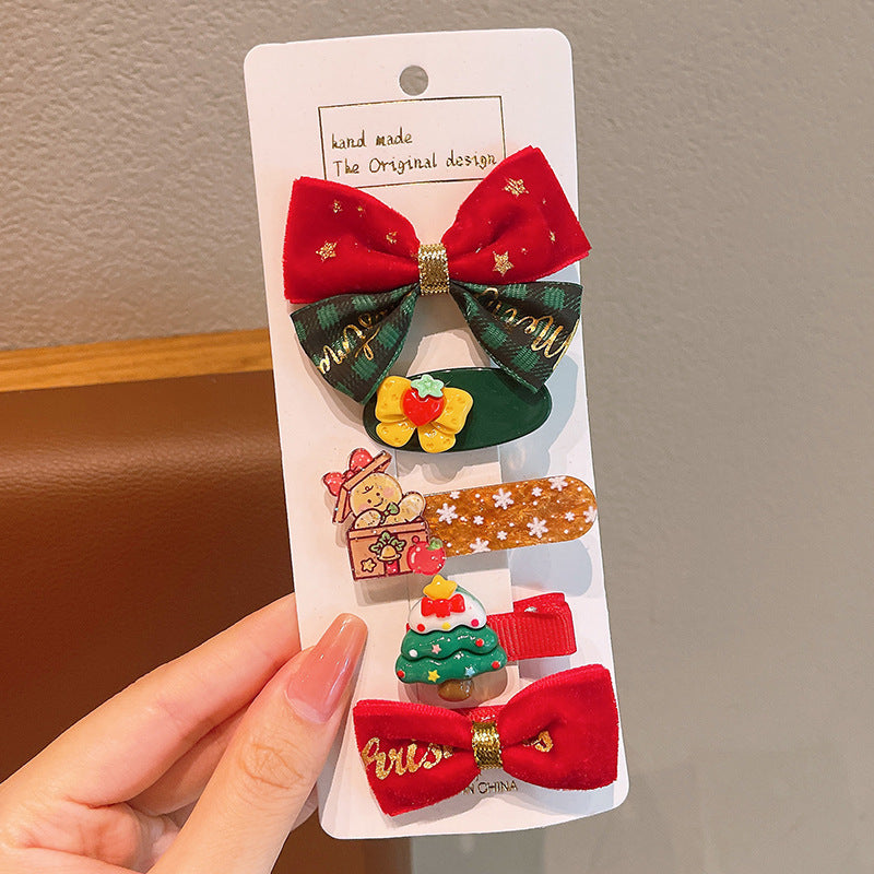 Wholesale Children's Red Bow Christmas Snowman Holiday Dress Up Hair Clips